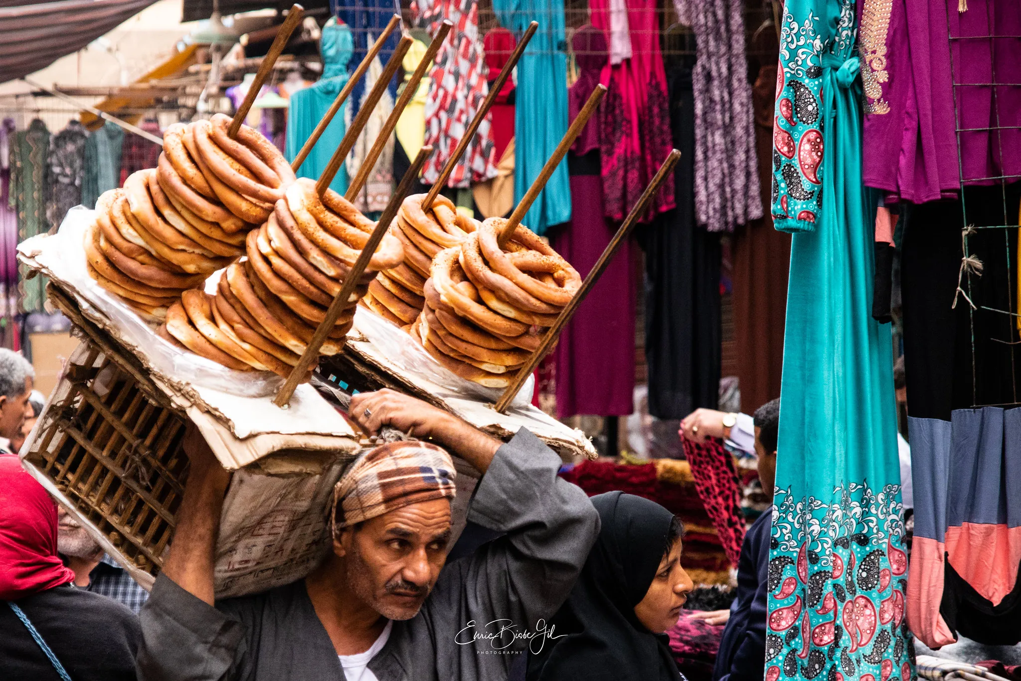 Pretzel Seller At Khan Al Khalili by Enric Bisbe Gil